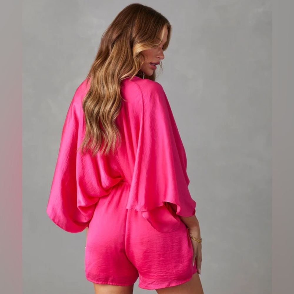VICI Helena Satin Kimono Sleeve Romper